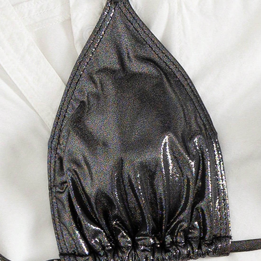 Damen Triangel-Bikini mit verstellbaren Bändern und glänzendem Design R&B