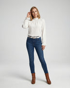 Damen Bluse Rüschen Stehkragen