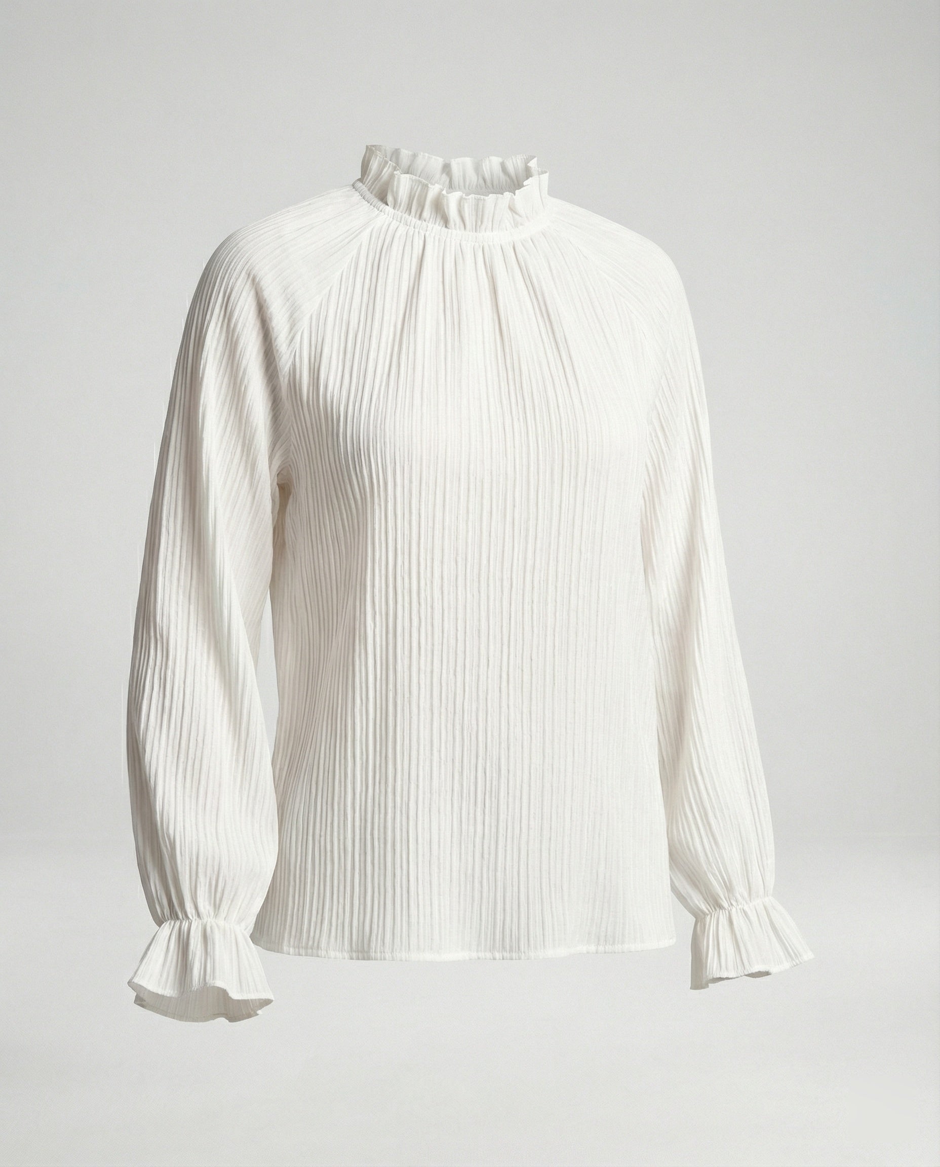 Damen Bluse Rüschen Stehkragen
