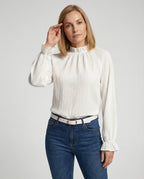 Damen Bluse Rüschen Stehkragen