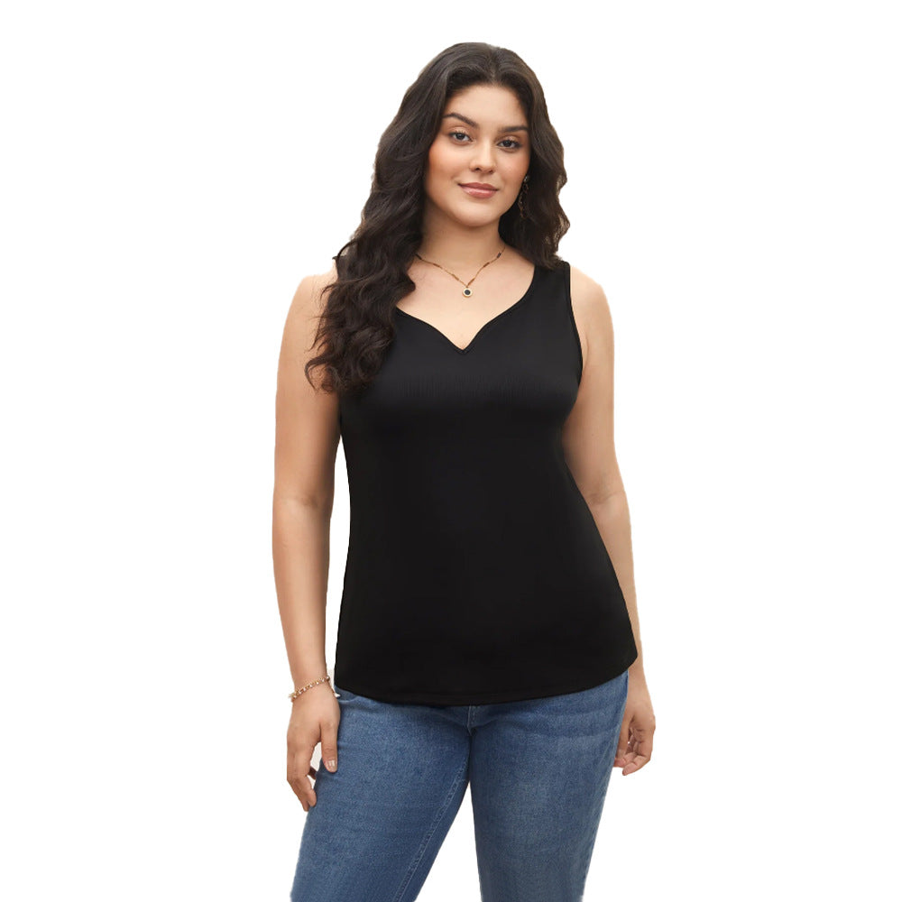 Damen ärmelloses Tanktop mit schwungvollem V-Ausschnitt R&B