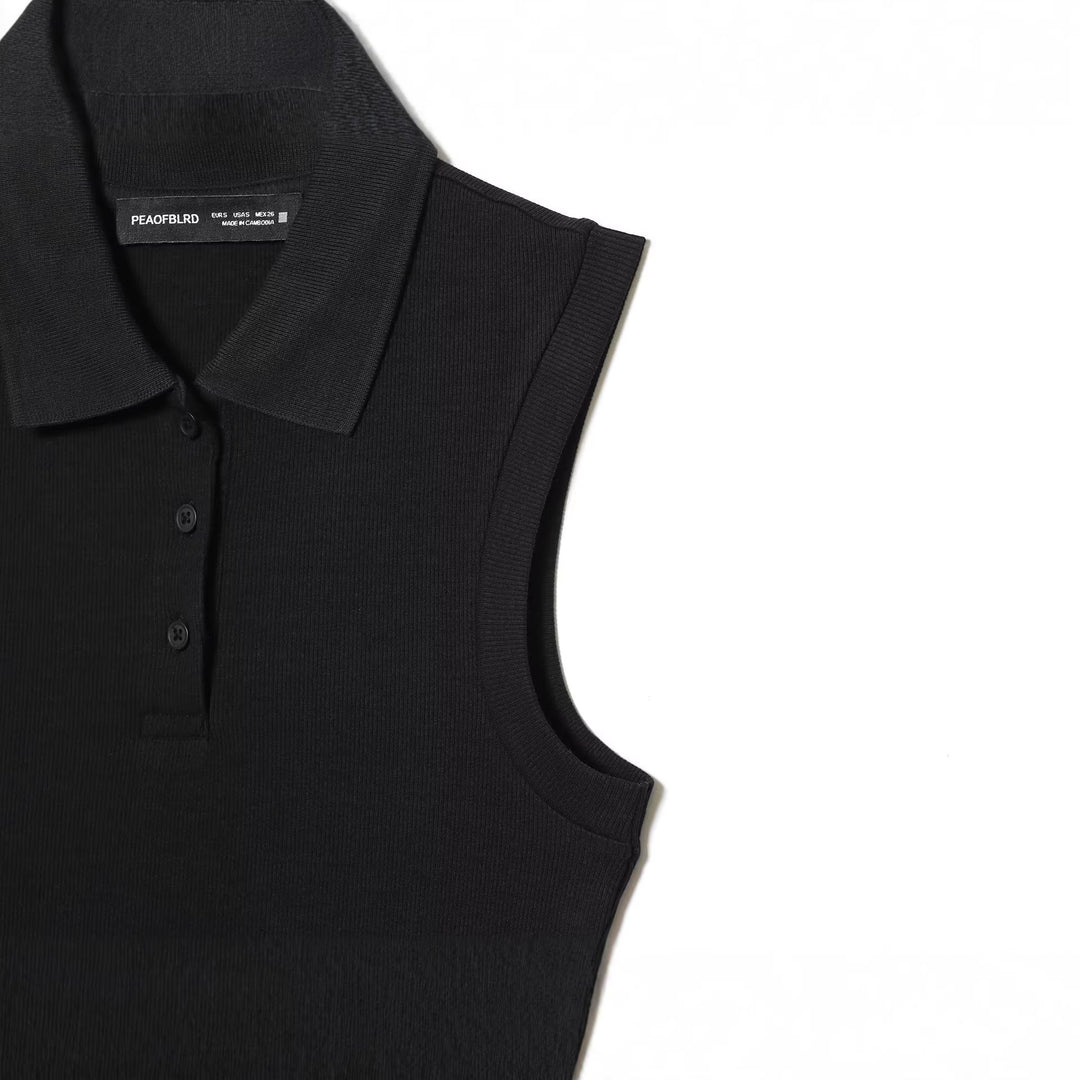 Damen Polo-Kleid mit schwingendem Rock und klassischem Kragen R&B