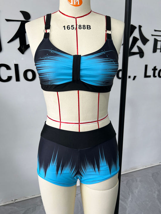 Damen nan sportliches Bikini-Set mit stützendem Bustier-Top und figurformenden Badeshorts R&B