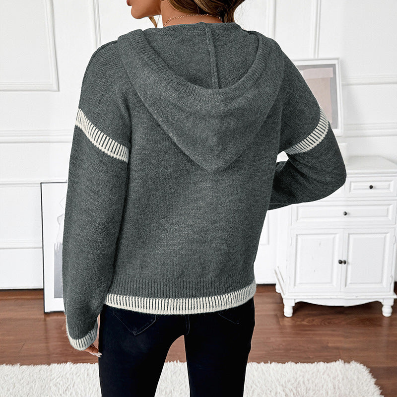 Damen sportliches Sweatshirt mit dekorativem Reißverschluss und hohem Kragen R&B