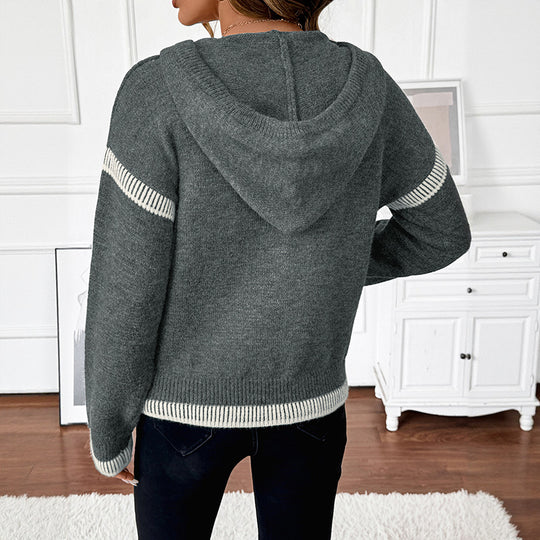 Damen sportliches Sweatshirt mit dekorativem Reißverschluss und hohem Kragen R&B