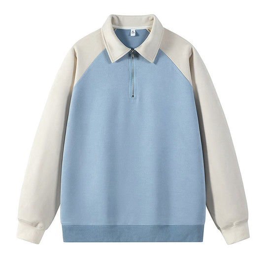 Damen stylischer Sweat-Pullover mit Kragen und halbseitigem Reißverschluss R&B