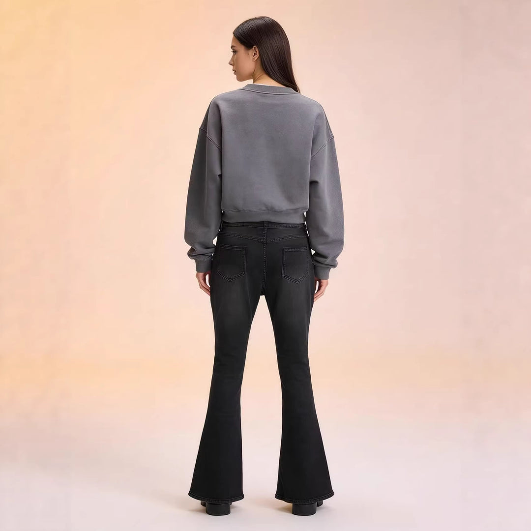 Damen Flared Jeans mit hohem Bund und eleganten Nahtdetails
