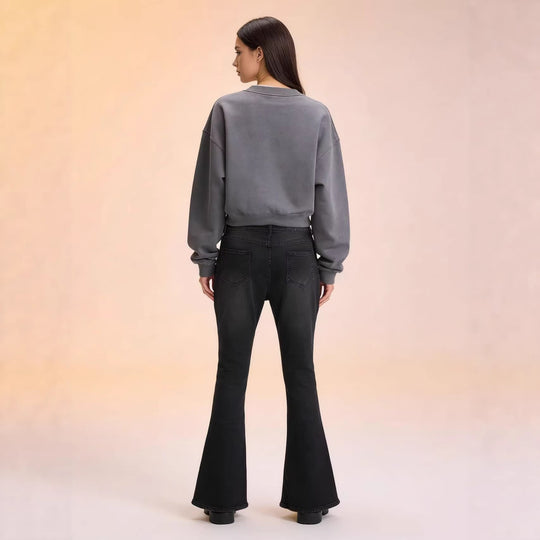 Damen Flared Jeans mit hohem Bund und eleganten Nahtdetails