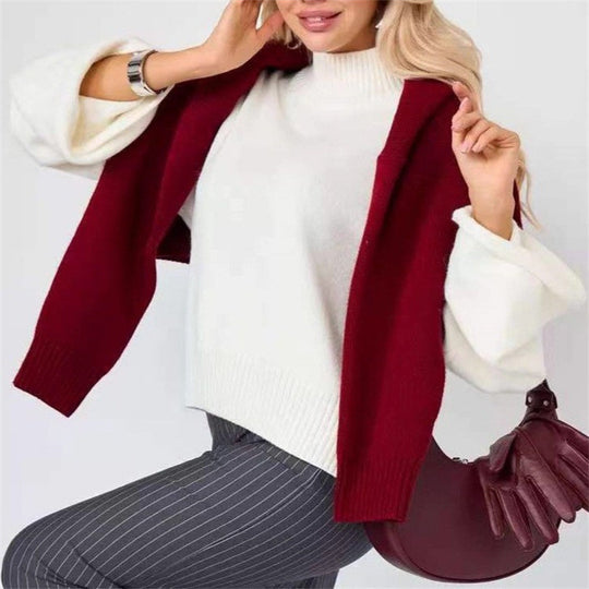 Damen Strickpullover mit lässigem Schnitt und Volumenärmeln R&B