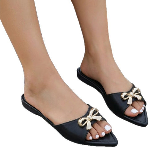 Damen modische Slipper mit eleganter Schleifenapplikation R&B