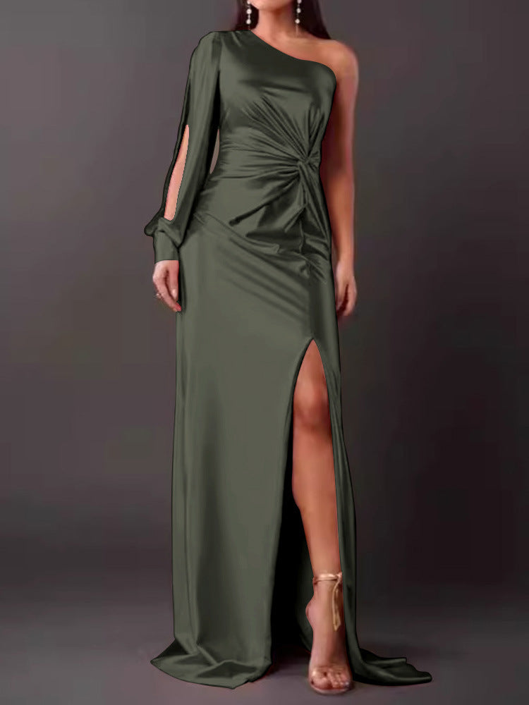 Damen Abendkleid mit asymmetrischem Ausschnitt und eleganter Faltenlegung R&B