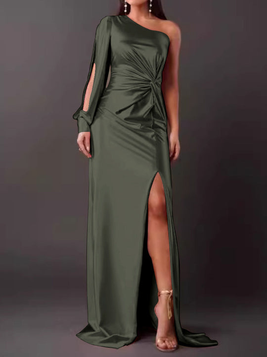 Damen Abendkleid mit asymmetrischem Ausschnitt und eleganter Faltenlegung R&B