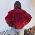 Damen Modische Kurzjacke mit glamourösem Kunstfell R&B