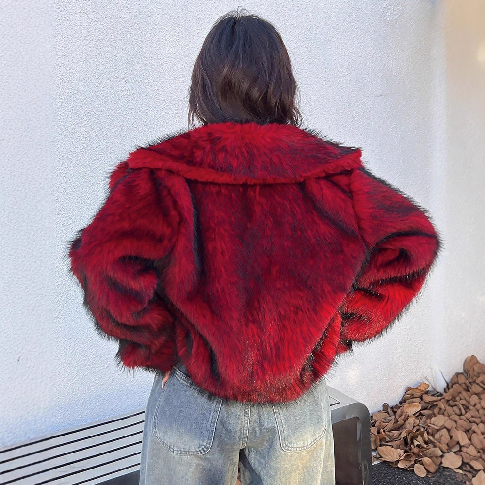 Damen Modische Kurzjacke mit glamourösem Kunstfell R&B