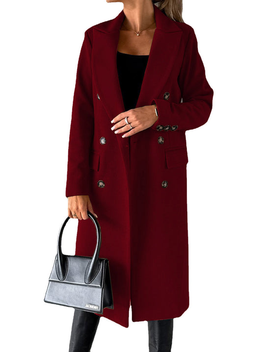 Damen eleganter Doppelreiher-Mantel mit modernem Schnitt und Taschen R&B
