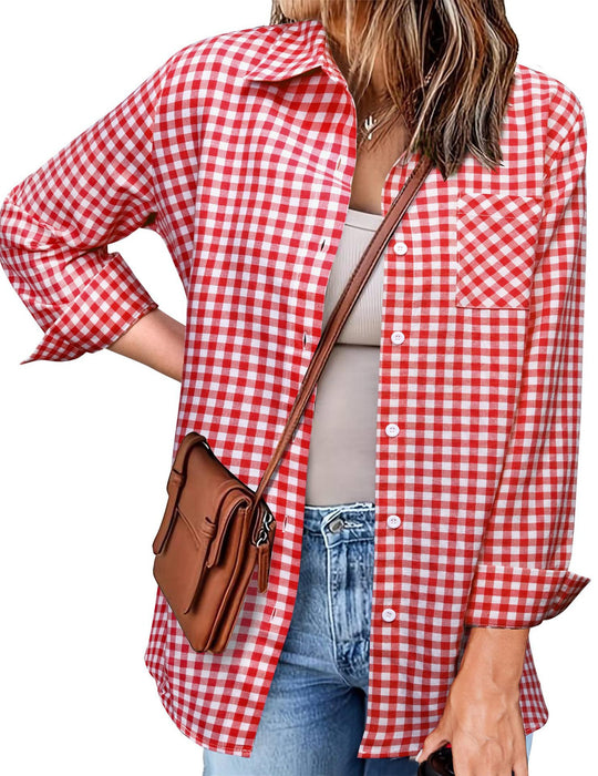 Femme Button-Up Gingham Check Shirt R&B