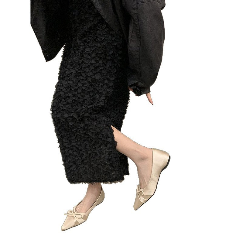 Damen spitze Ballerinas aus luxuriösem Satin mit zarter Schleifenverzierung R&B