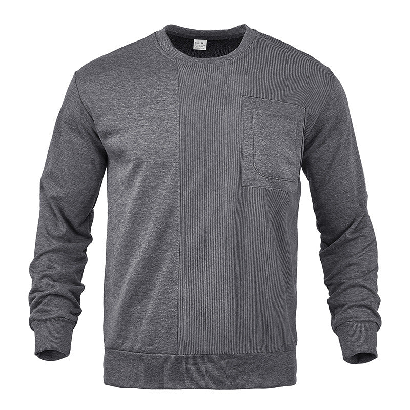 Herren nan strukturiertes Sweatshirt mit Brusttasche und geripptem Vorderpanel R&B