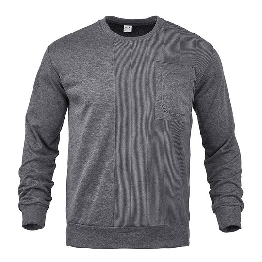 Herren nan strukturiertes Sweatshirt mit Brusttasche und geripptem Vorderpanel R&B