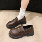 Damen modische Loafers mit stabiler Plateausohle und eleganter Schnalle R&B