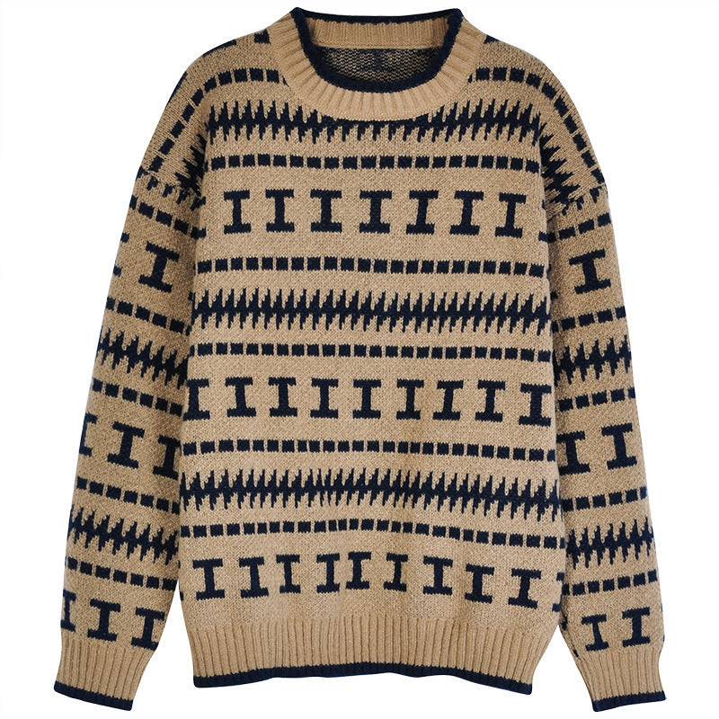 Damen Strickpullover mit modernem geometrischem Muster R&B