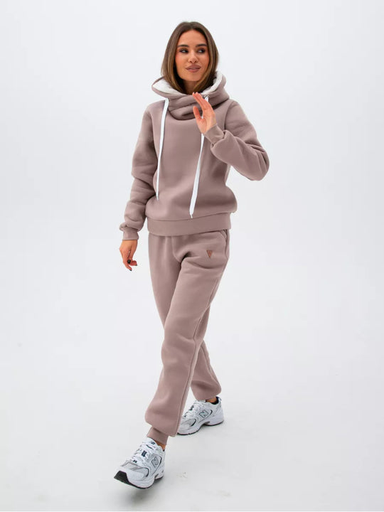 Damen Sportliches Hoodie-Set mit hohem Kragen R&B