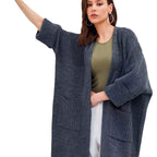 Damen Grobstrick-Kimono mit praktischen Taschen und weitem Schnitt R&B