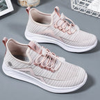 Damen nan gestrickte Slip-On-Sneaker mit elastischer Schnürung, gepolsterter Innenfütterung und dämpfender Profilsohle R&B