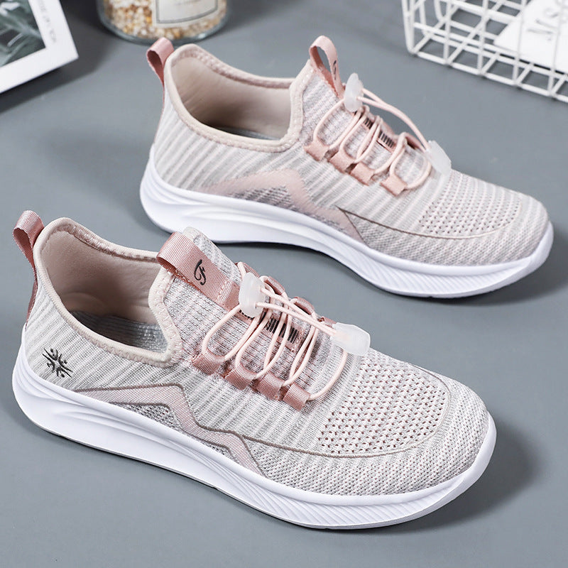 Damen nan gestrickte Slip-On-Sneaker mit elastischer Schnürung, gepolsterter Innenfütterung und dämpfender Profilsohle R&B