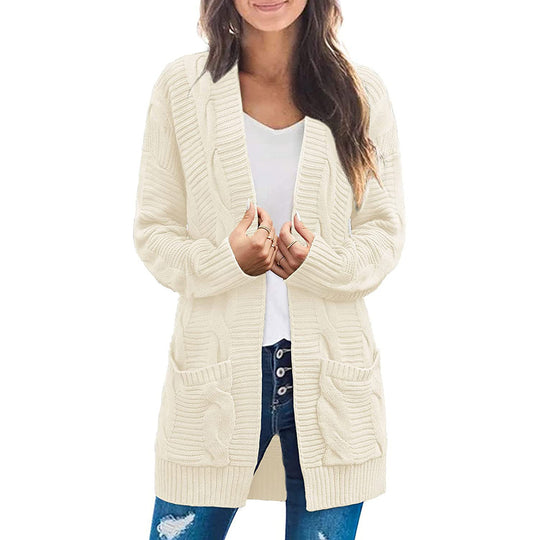 Damen Strickjacke Mit Tiefen Taschen und Strukturiertem Design R&B