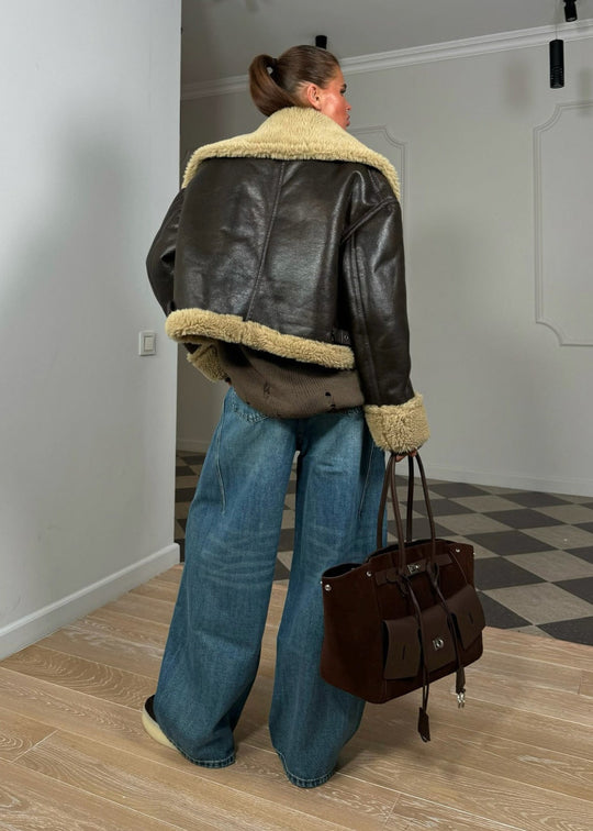 R&B | Gefütterte Leder Pilotenjacke