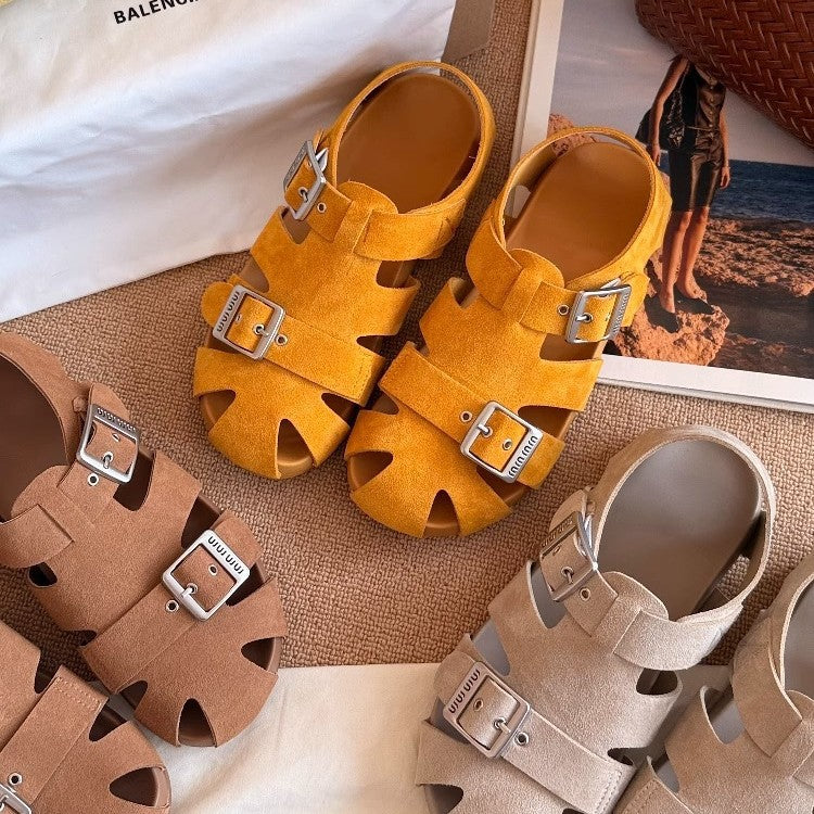 Damen modische Sandalen mit verstellbaren Schnallen und rutschfester Sohle R&B