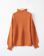 Damen modischer Pullover mit hohem Kragen und strukturierter Textur R&B