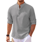 Herren lässiges Henley-Shirt mit strukturierter Oberfläche R&B