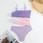 Damen Cut-Out Badeanzug mit schimmerndem Effekt und verstellbaren Trägern R&B