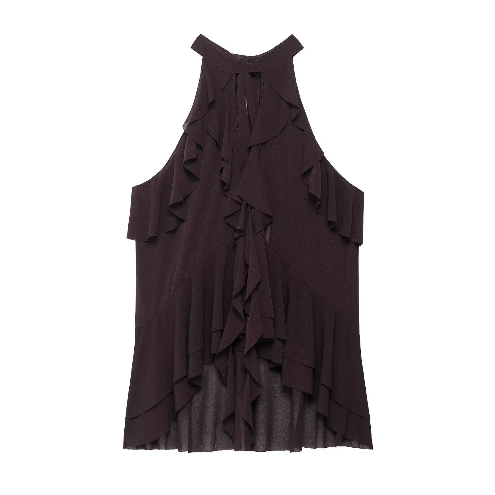 Damen elegantes Rüschenoberteil mit hochgeschlossenem Design