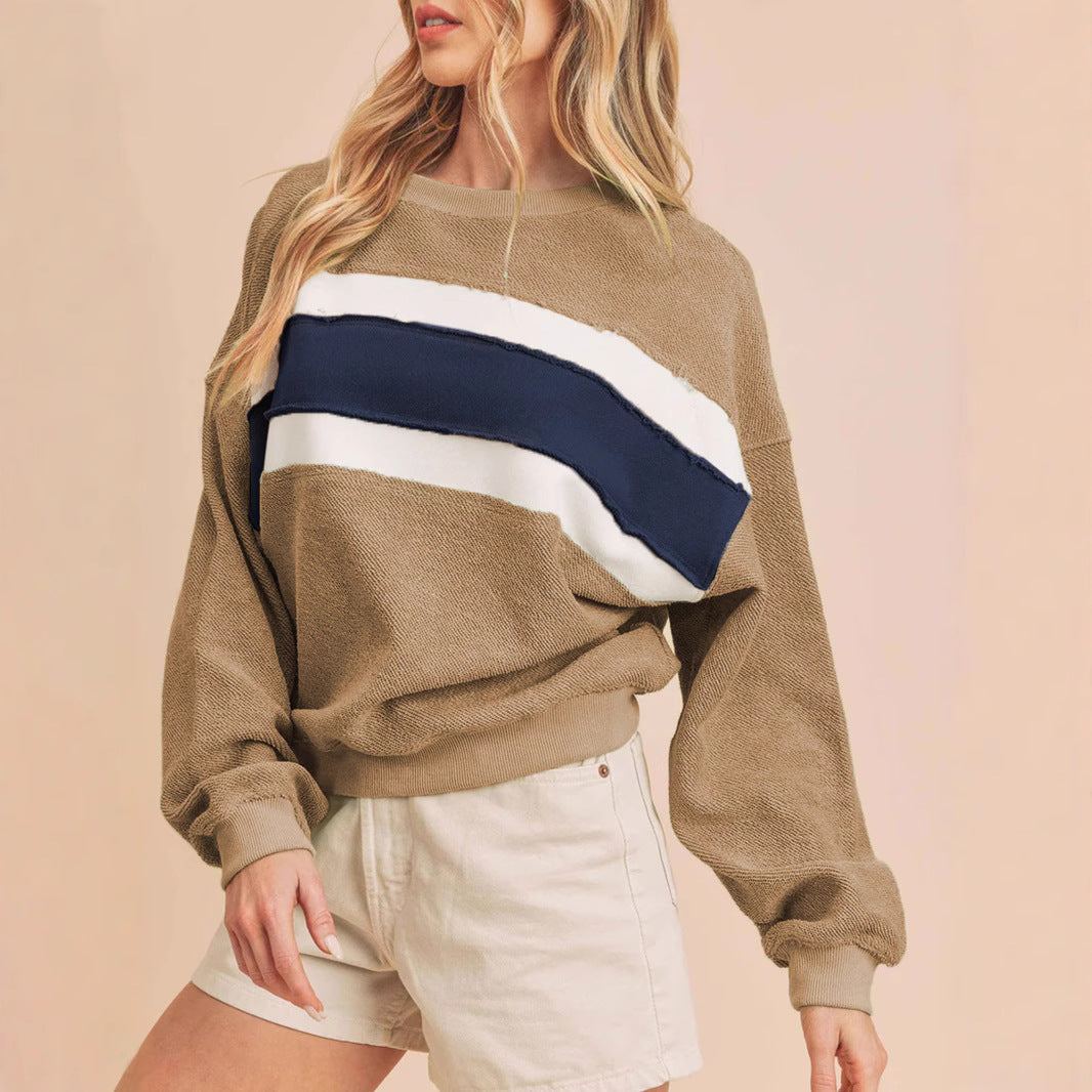 Damen Kuscheliger Oversized Pullover mit Streifen R&B