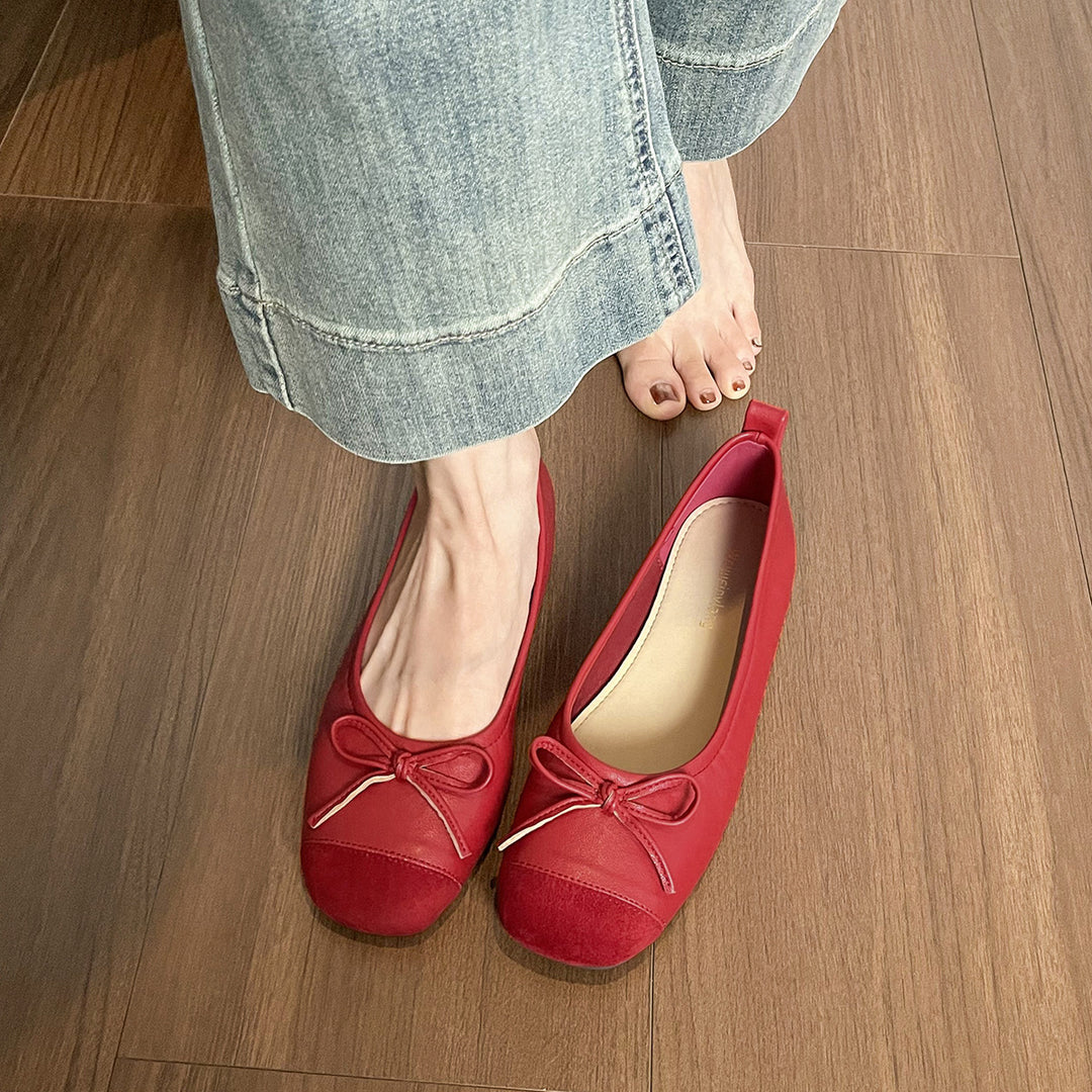 Damen Ballerinas mit elegantem Schleifenakzent aus hochwertigem Leder R&B