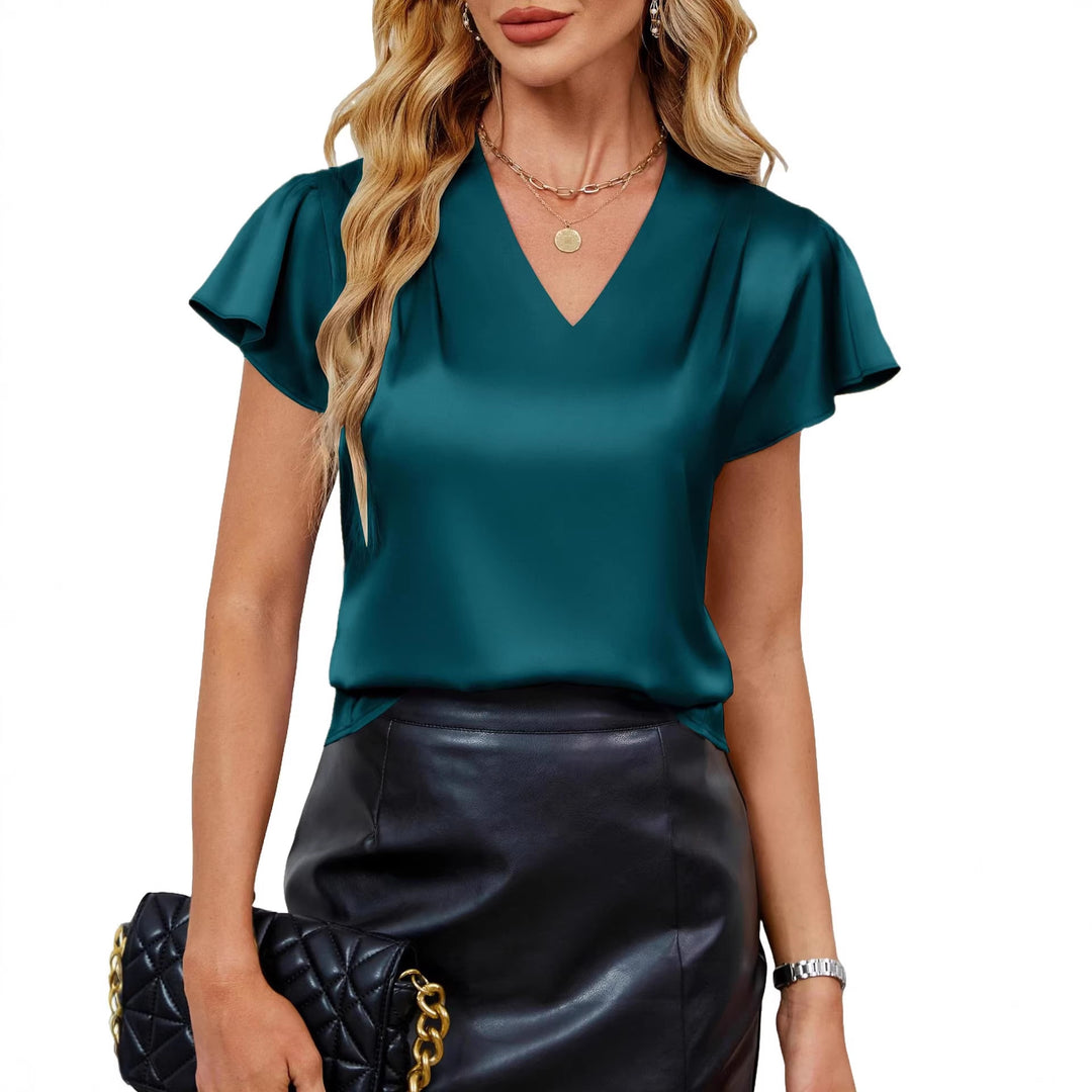 Damen Seidenbluse mit schmalen Flügelärmeln R&B