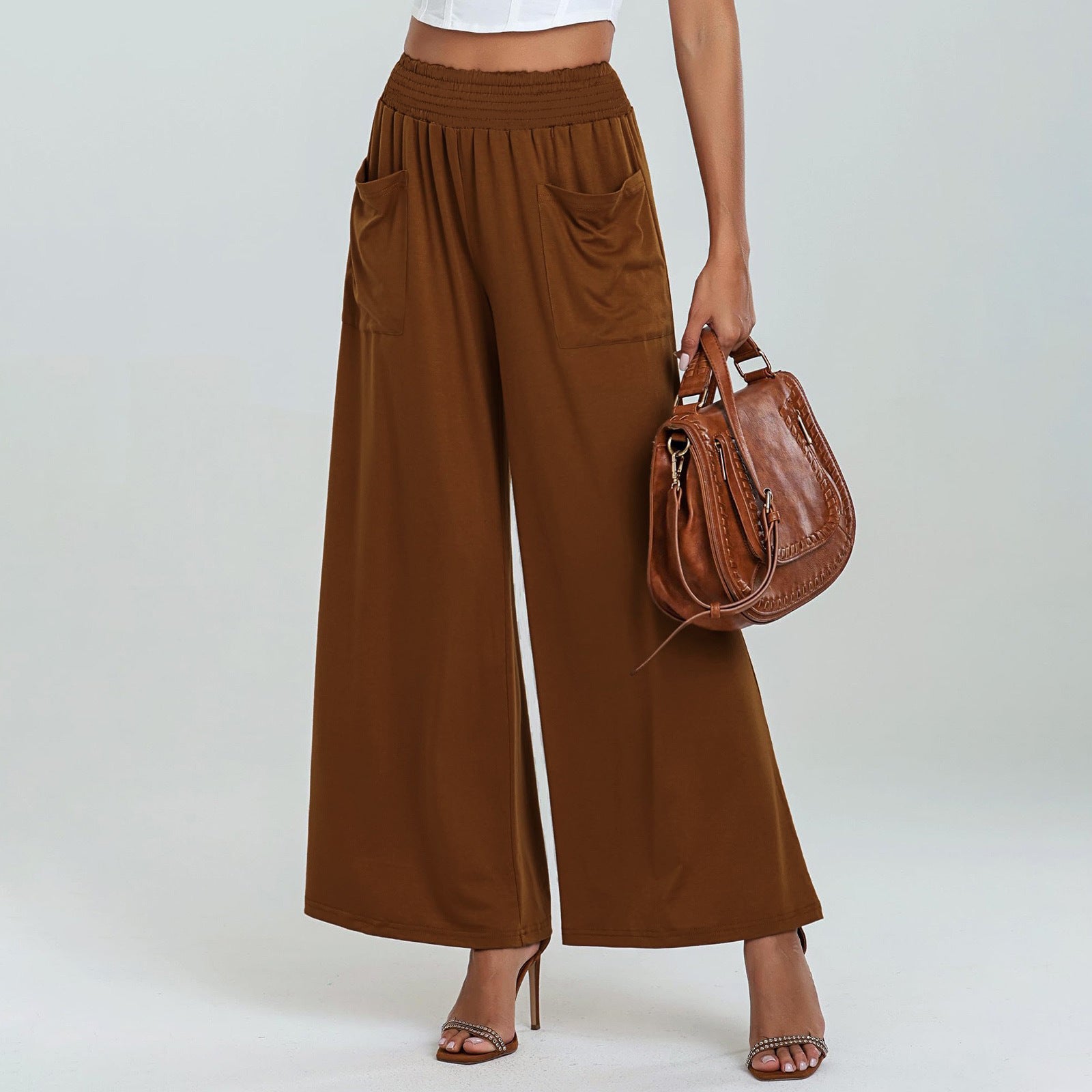 Damen Weite Trendhose mit elastischem Bund und praktischen Taschen R&B