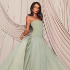 Damen Strapless Maxikleid mit elegantem Tüllrock und figurbetontem Oberteil R&B