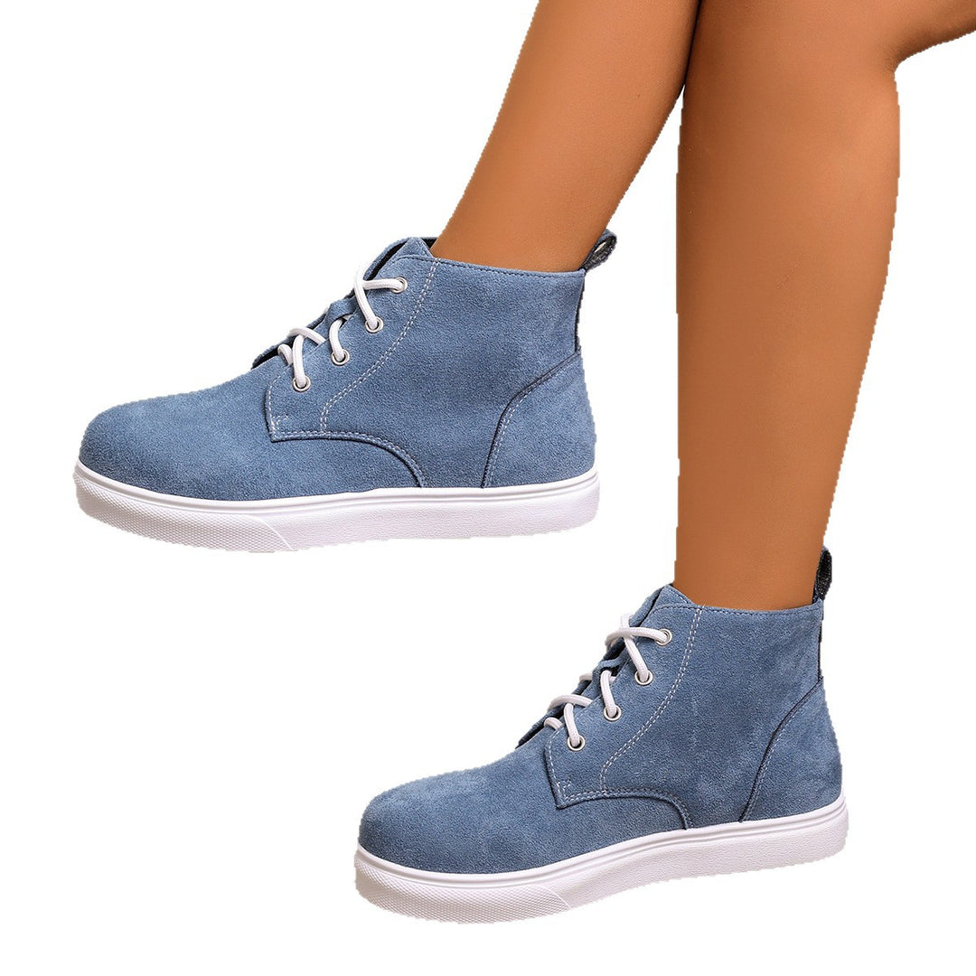Damen Modische Schnür-Stiefeletten aus weichem Veloursleder mit rutschfester Sohle R&B