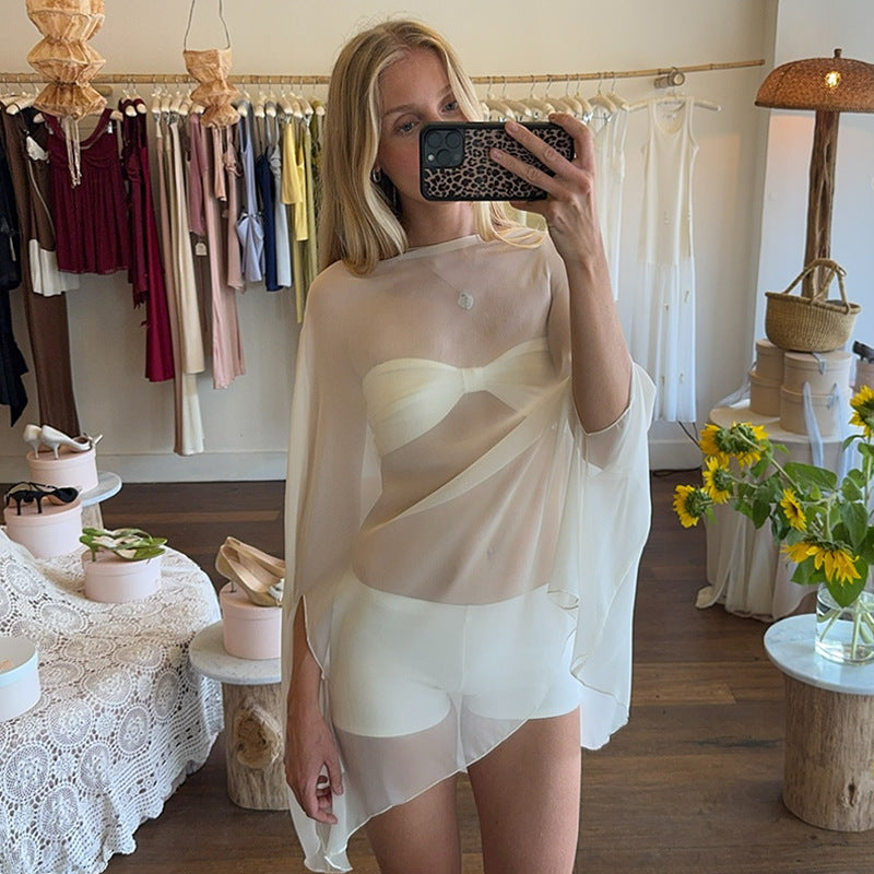 Damen Chiffon Überwurf mit eleganten Ärmelausschnitten R&B