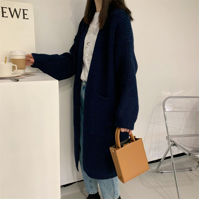 Damen Langer Strick-Cardigan mit tiefen Taschen und luftiger Passform R&B