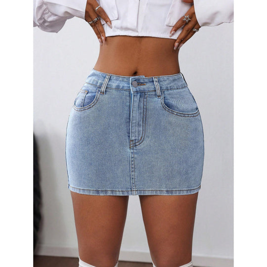 Damen Denim Minirock mit eleganten Schnürdetails R&B