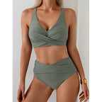 Damen Hochtailliertes Bikini-Set mit raffiniertem Wickeldesign R&B
