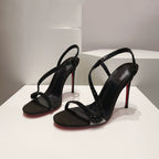 Damen elegante High Heel Sandalen mit funkelnder Strassverzierung R&B