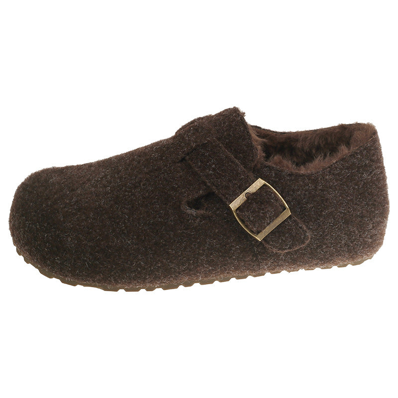 Damen Hausschuh aus hochwertigem Filz mit decorative Schnalle R&B