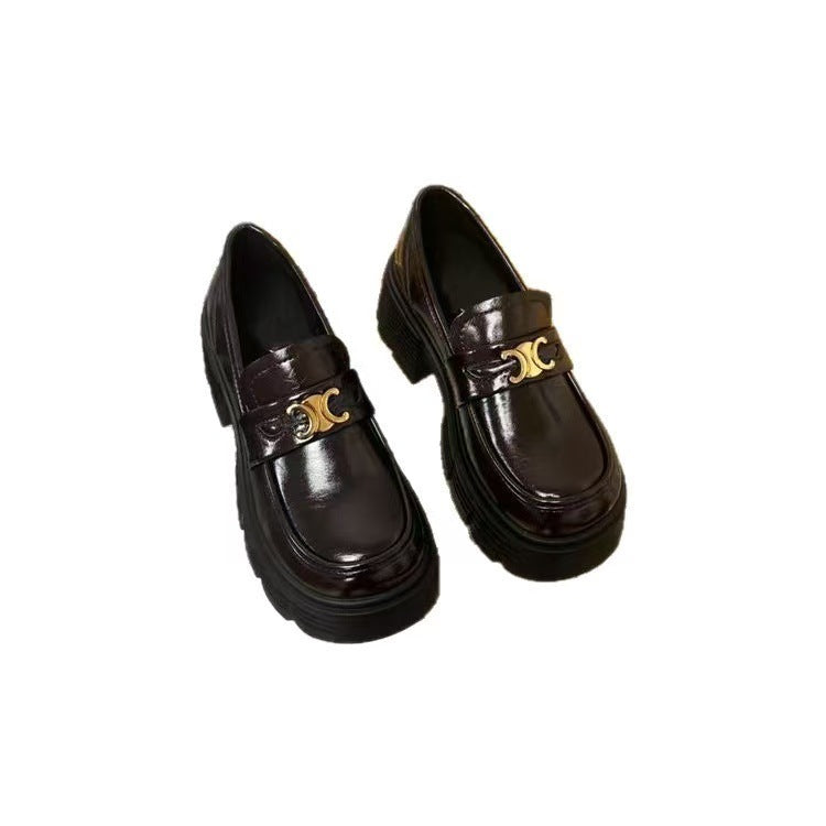 Damen Elegante Loafer mit goldenen Akzenten und dicker Sohle R&B
