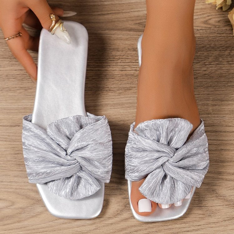 Damen Minimalistische Slippers mit dekorativem Schleifen-Design R&B